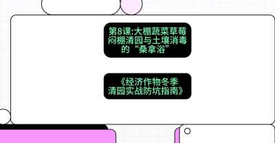 第8节：【大棚蔬菜草莓】闷棚清园与土壤消毒的&ldquo;桑拿浴&rdquo;，课程：《经济作物冬季清园&middot;实战防坑指南》#识农AI