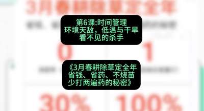 第6节：时间管理环境天敌，低温与干旱&mdash;&mdash;看不见的杀手，课程：《3月春耕除草定全年：省钱、省药、不烧苗、少打两遍药的秘密》